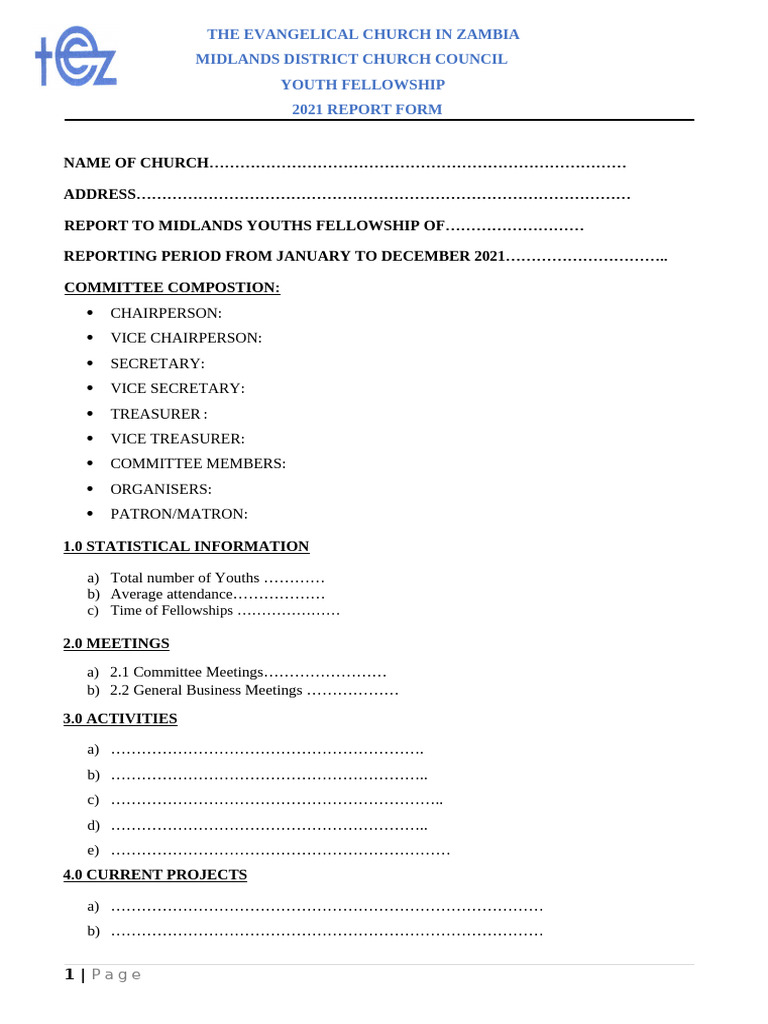 Youth Fellowship 2021 Report Form | PDF