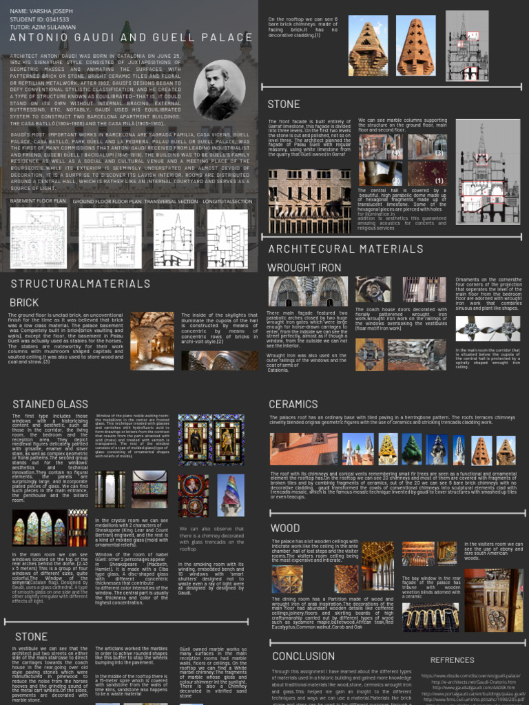 Gaudí's Palau Güell: Materials & Design | PDF | Building Engineering ...