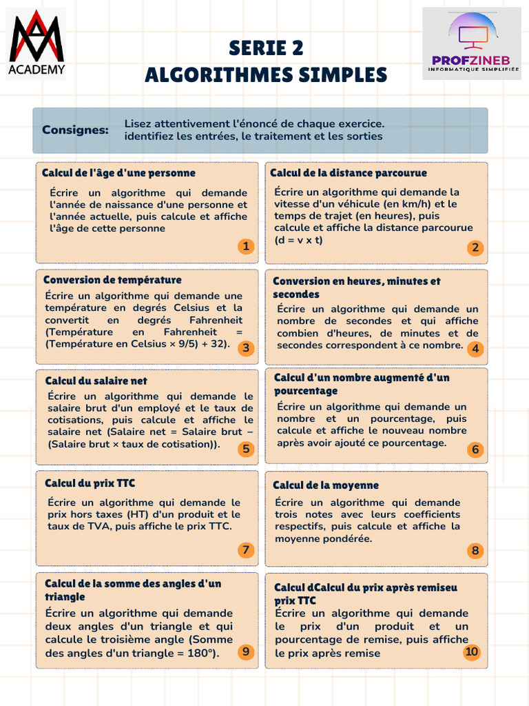 Algorithmes de calculs divers en Python | PDF | Pourcentage | Taxe sur ...