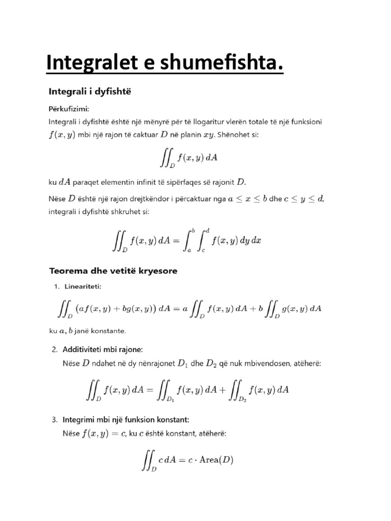 Integralet e Shumefishta | PDF