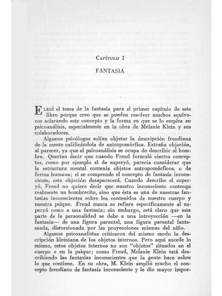 Fantasía Inconsciente en Psicoanálisis | PDF | Mente inconsciente ...