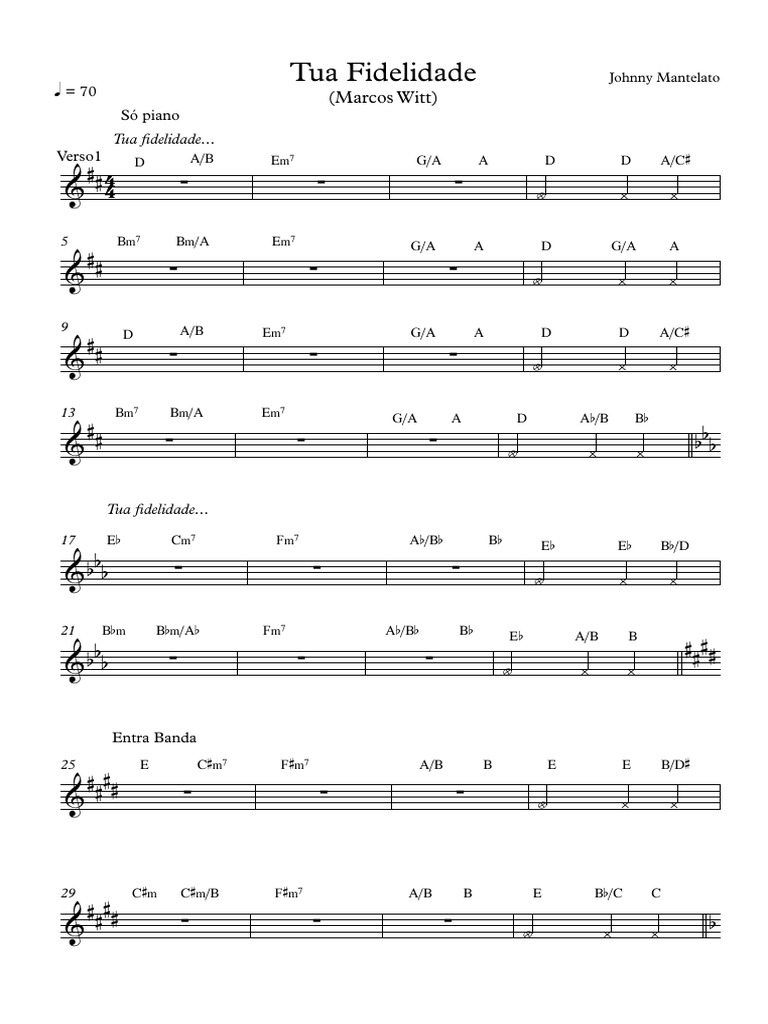 Tua Fidelidade (Marcos Witt) - Partitura Completa | PDF