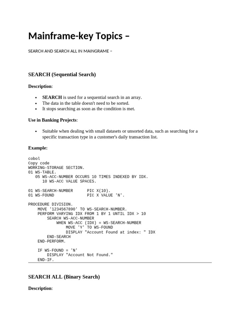 Mainframe - Key Topics | PDF | Data Management | Computer Programming