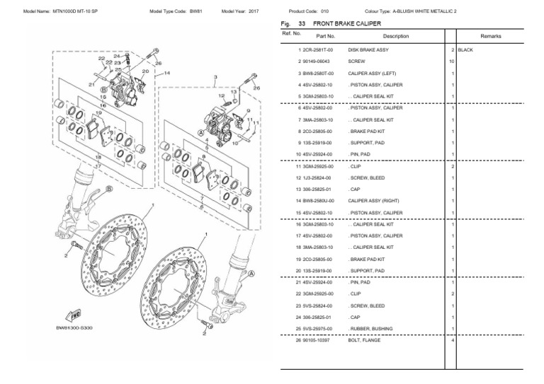 MTN1000D MT-10 SP Front Brake Caliper | PDF | Vehicle Technology | Vehicles