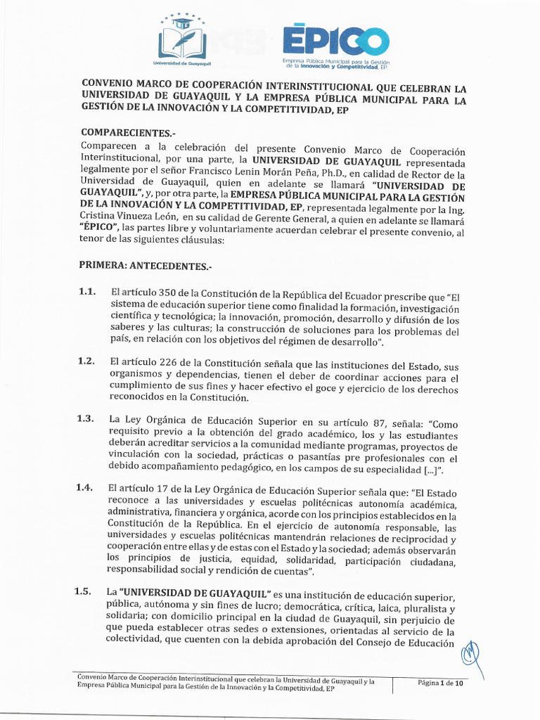 Convenio Marco de Cooperacion Interinstitucional Que Celebran La ...