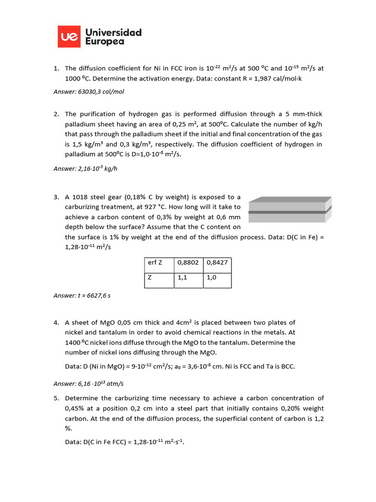 Diffusion Calculations in Metals and Gases | PDF | Nickel | Diffusion