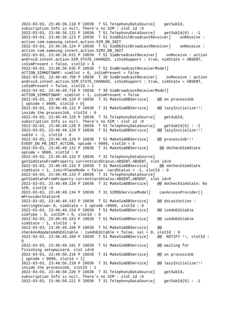 SIM State Initialization Log | PDF