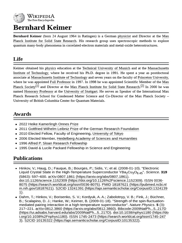 Bernhard Keimer: German Physicist Profile | PDF | Materials | Physical ...