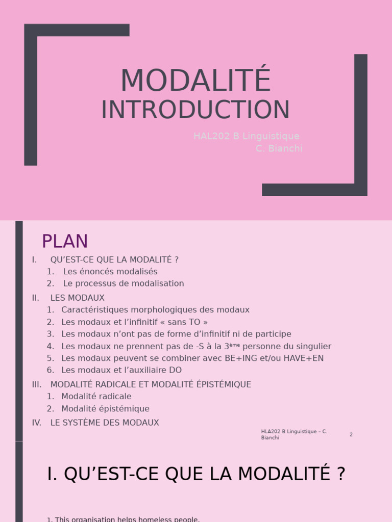 Comprendre la Modalité en Linguistique | PDF | Verbe | Prédicat (Grammaire)
