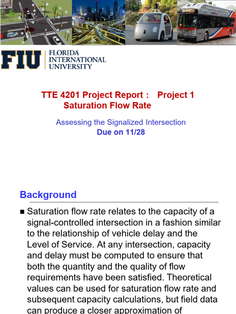 TTE 4201 Project 1 Saturation Flow Rate | PDF | Traffic | Intersection ...