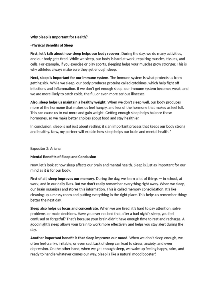 Importance of Sleep for Health | PDF | Sleep | Immune System