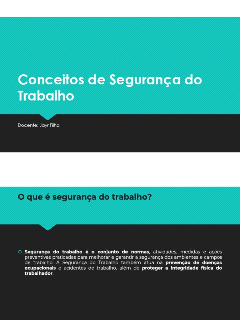 Conceitos de Segurança do Trabalho | PDF | Segurança e saúde ocupacional