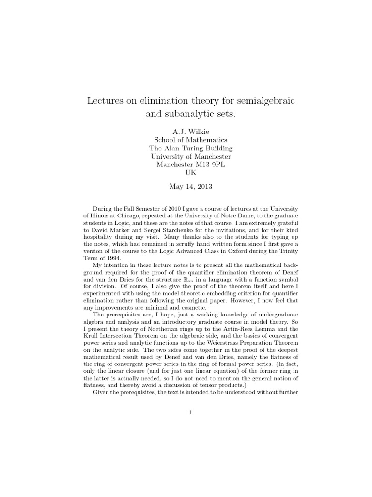 Wilkie PDF Model Theory Mathematics
