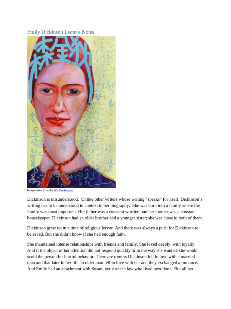 Emily Dickinson: Themes & Style | PDF | Rhyme | Emily Dickinson