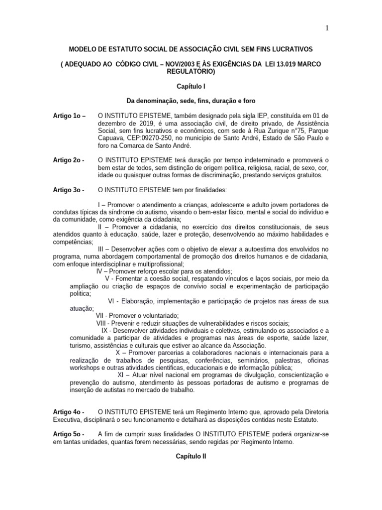 Estatuto do Instituto Episteme | PDF | Contabilidade | Conselho de ...