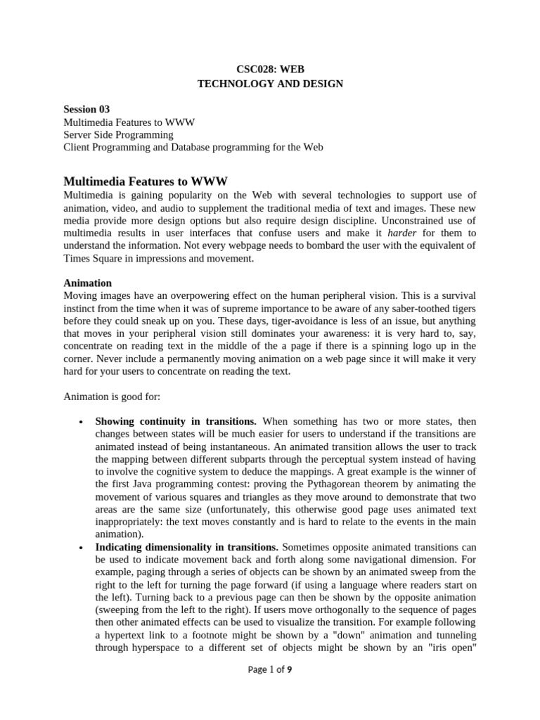 Multimedia Design for Web Development | PDF | Web Server | Internet & Web