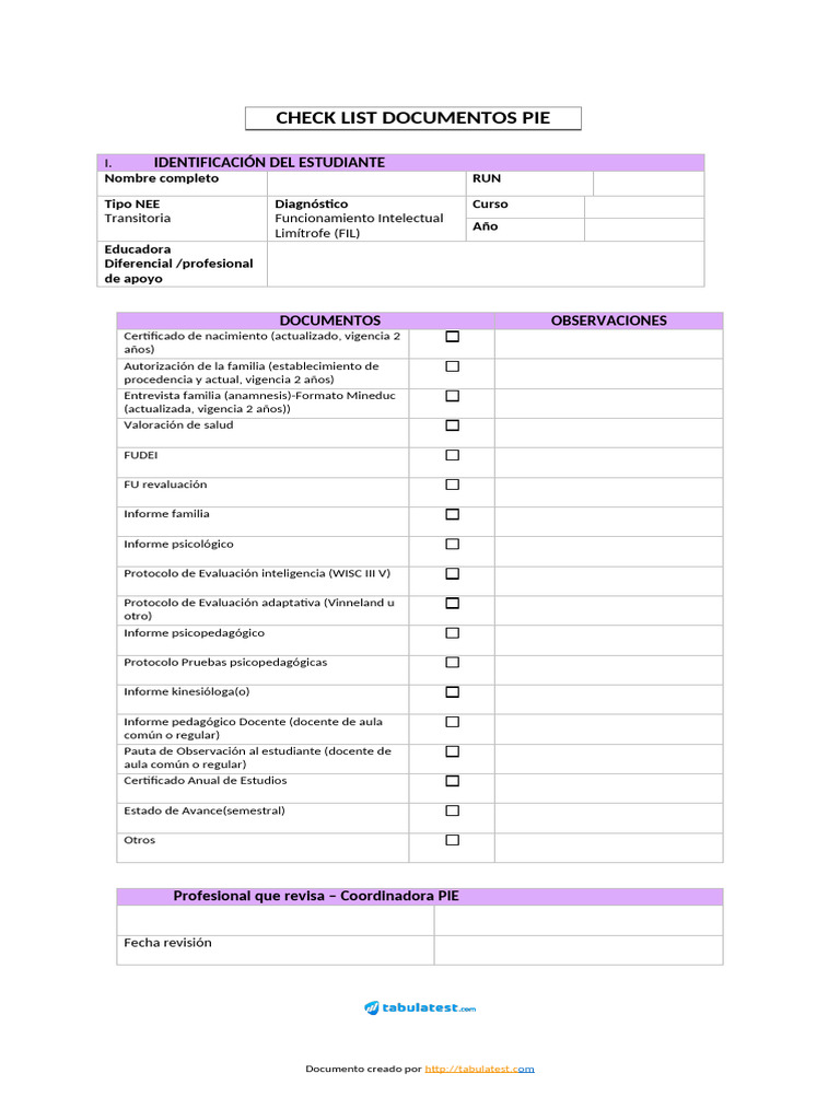 Informe Psicopedagógico Tabulatest | PDF