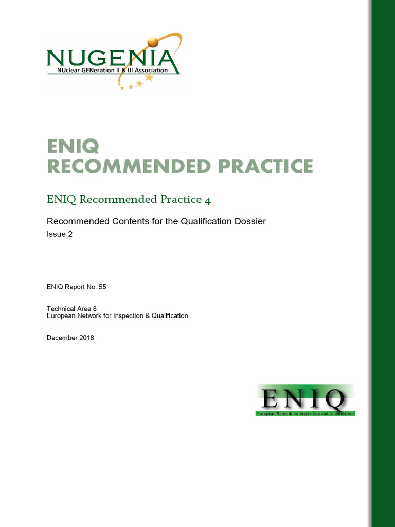 ENIQ RP4: Qualification Dossier Guide | PDF | Nondestructive Testing ...