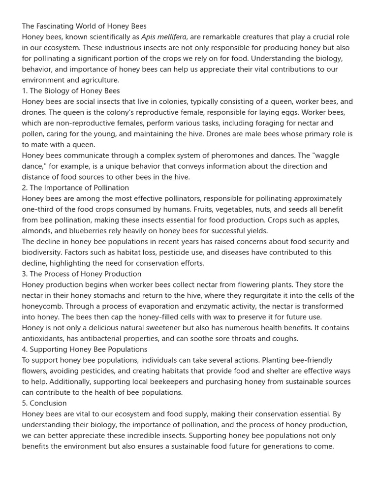 Honey Bees Pdf Honey Bee Pollination