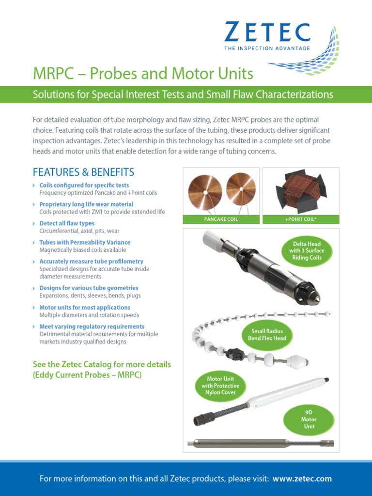 Zetec MRPC Probes Datasheet | PDF | Manufactured Goods | Electrical ...