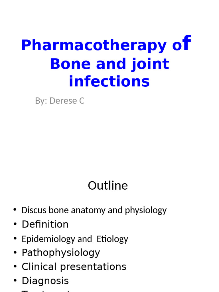 Bone and Joint Infection Pharmacotherapy | PDF | Medical Specialties ...