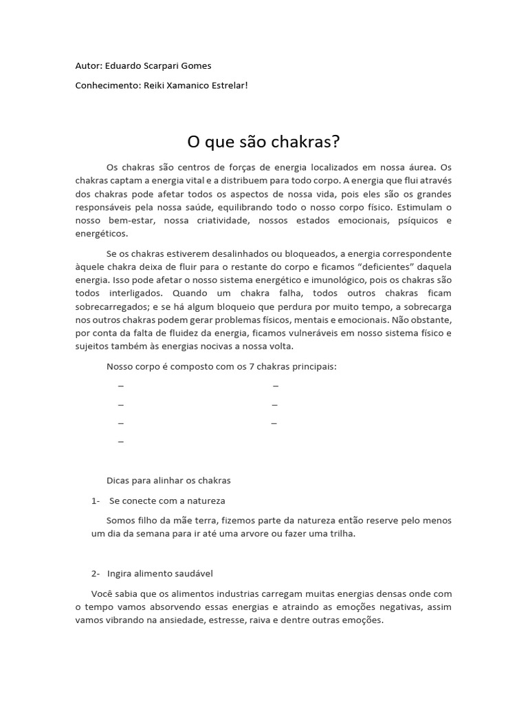 Alinhamento dos Chakras e Bem-Estar | PDF | Chacra | Água