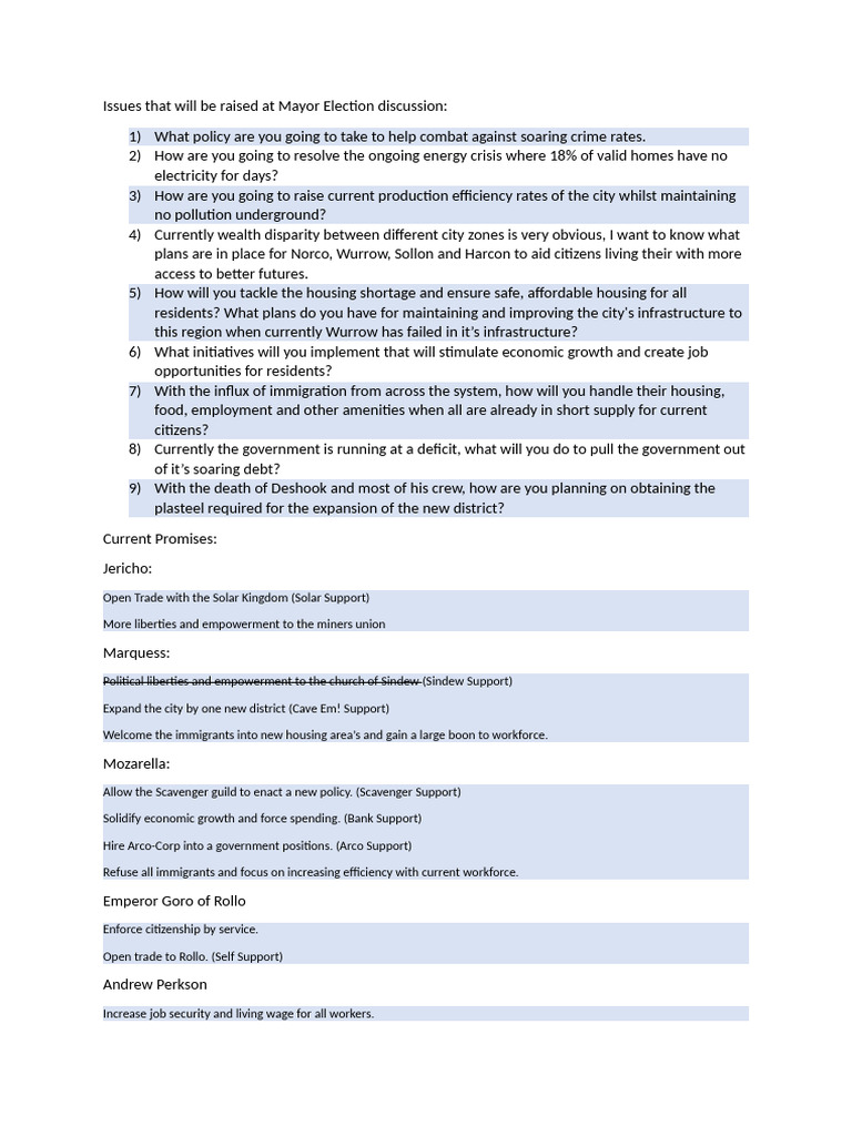 Issues That Will Be Raised at Mayor Election Discussion | PDF ...