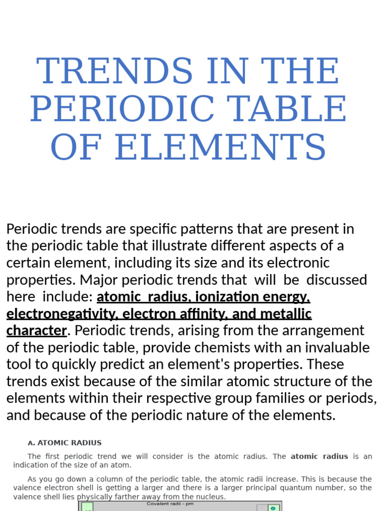 Periodic Table Trends Explained | PDF | Periodic Table | Atoms