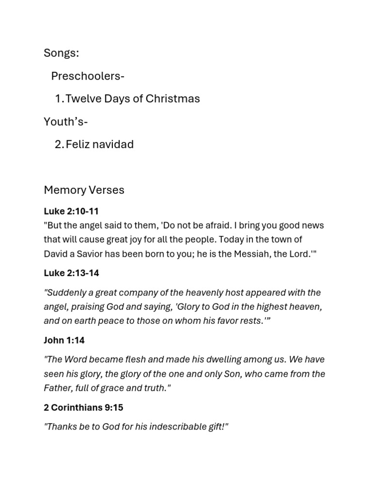 Pl Christmas Schedule