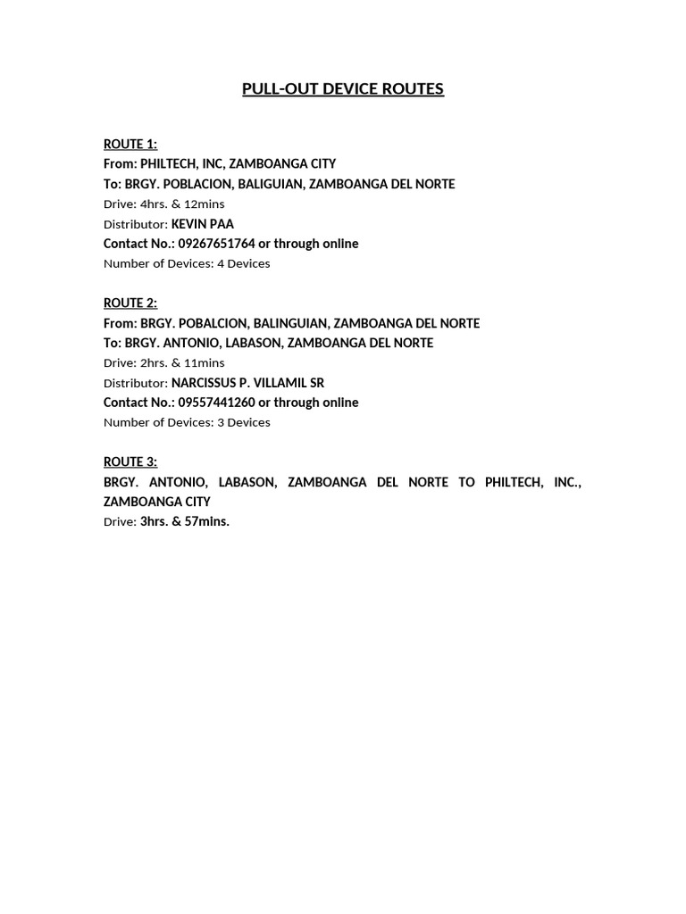 Pullout Routes | PDF