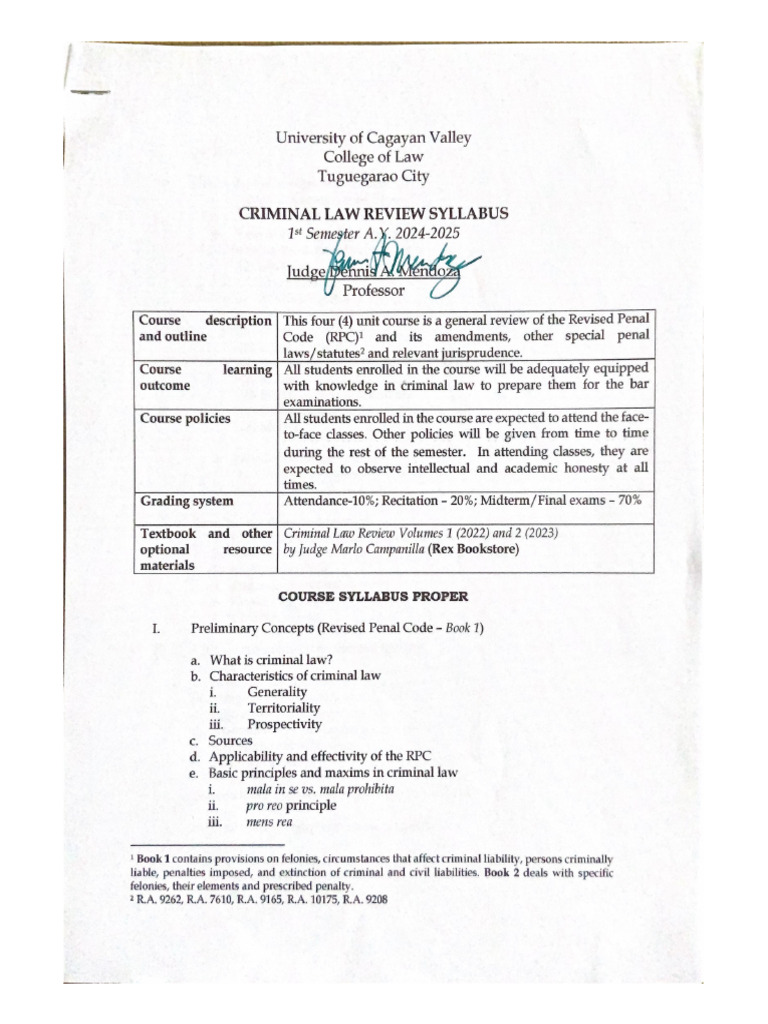 CRIM-REV-SYLLABUS | PDF