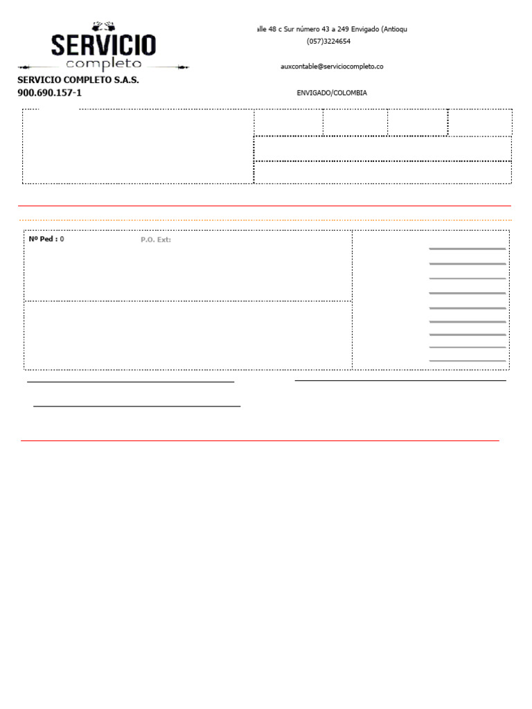 Orden de Compra - Servicio Completo S.A.S. | PDF