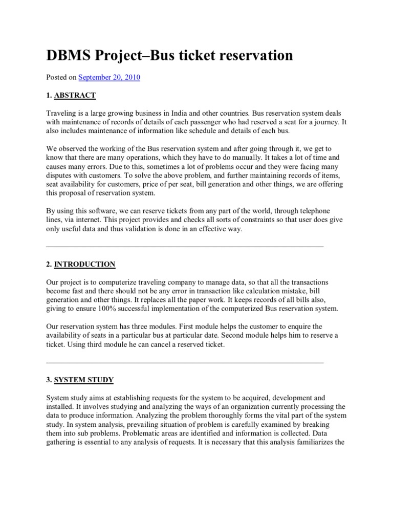 Bus Ticket Reservation | PDF