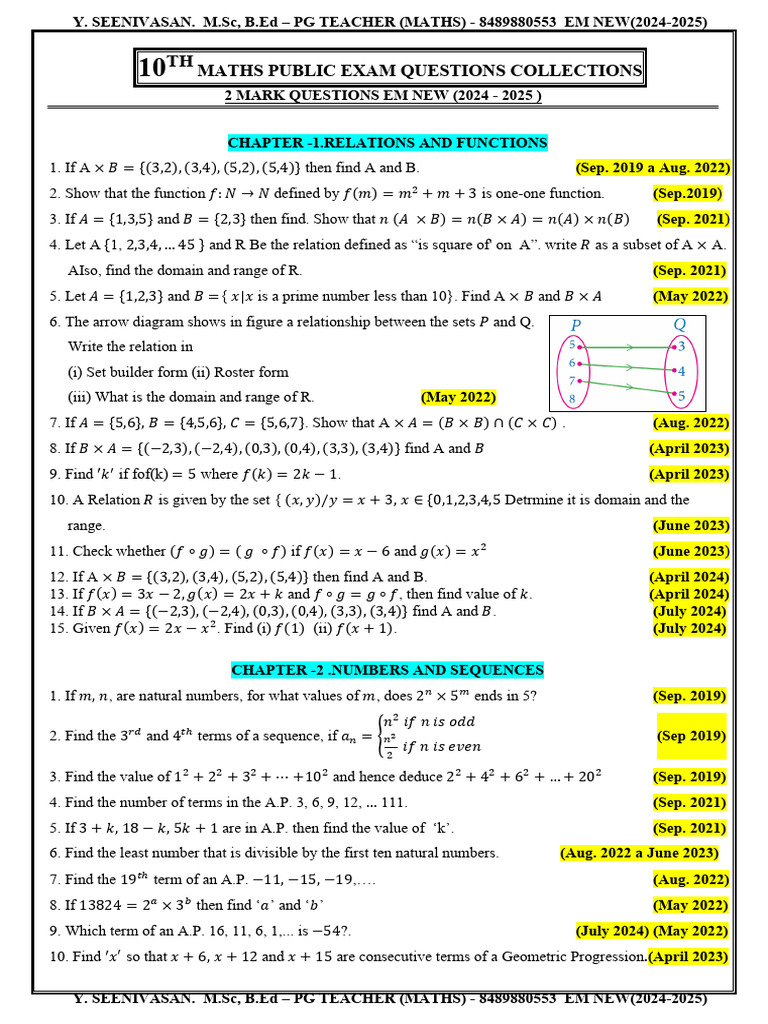 10th Grade Maths Exam Questions Collection | PDF | Sphere | Area