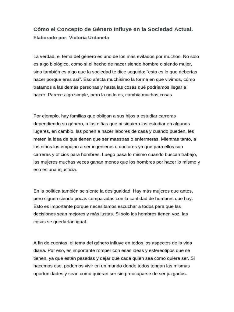 Cómo El Concepto de Género Influye en La Sociedad Actual | PDF