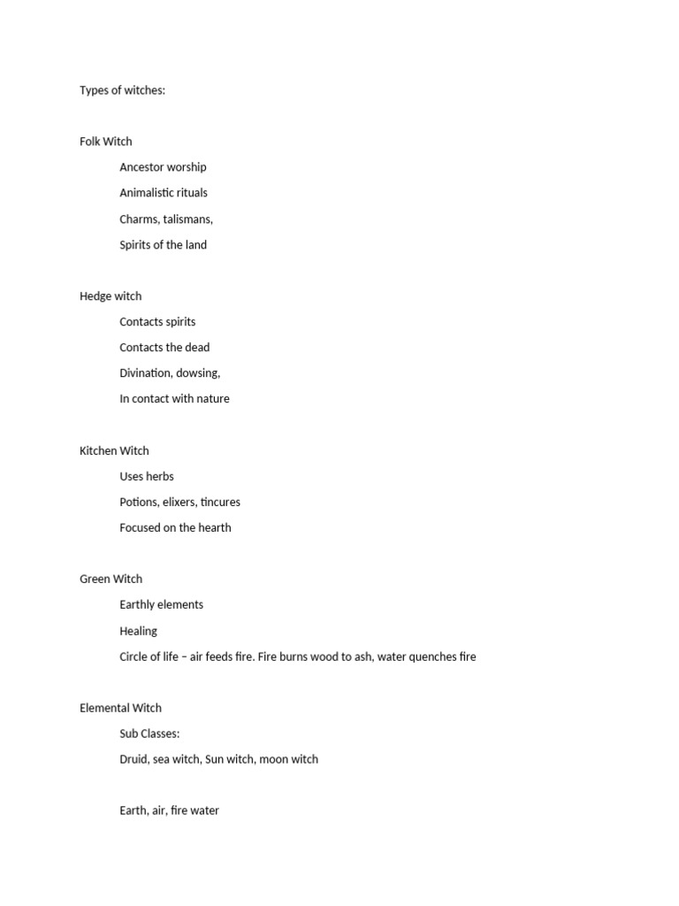Types of Witches and Their Practices | PDF