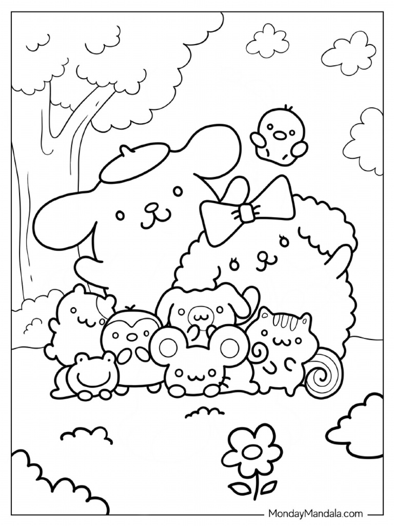 Pompompurin With Macaroon and Friends Coloring Page | PDF