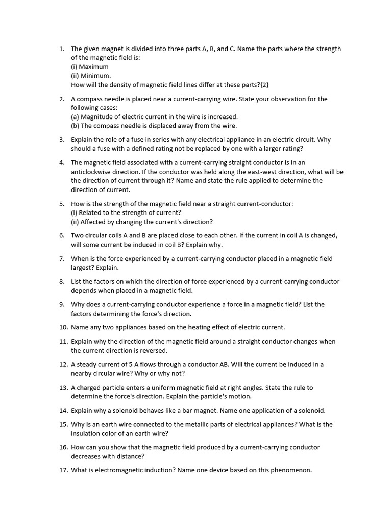 Magnetic Effects Pdf Magnetic Field Electromagnetic Induction