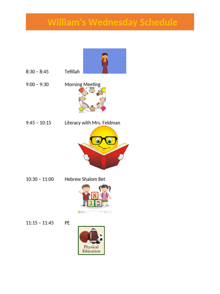 William's Wednesday Class Schedule | PDF
