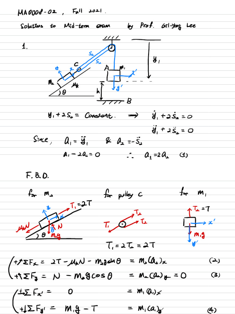 Dynamics Solutions To Mid-Term Exam | PDF