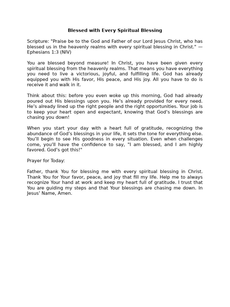 Blessed With Every Spiritual Blessing | PDF