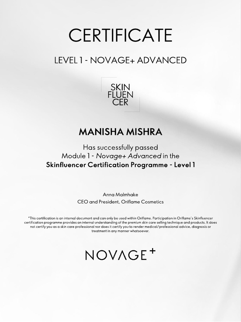 NOVAGE Certificate | PDF