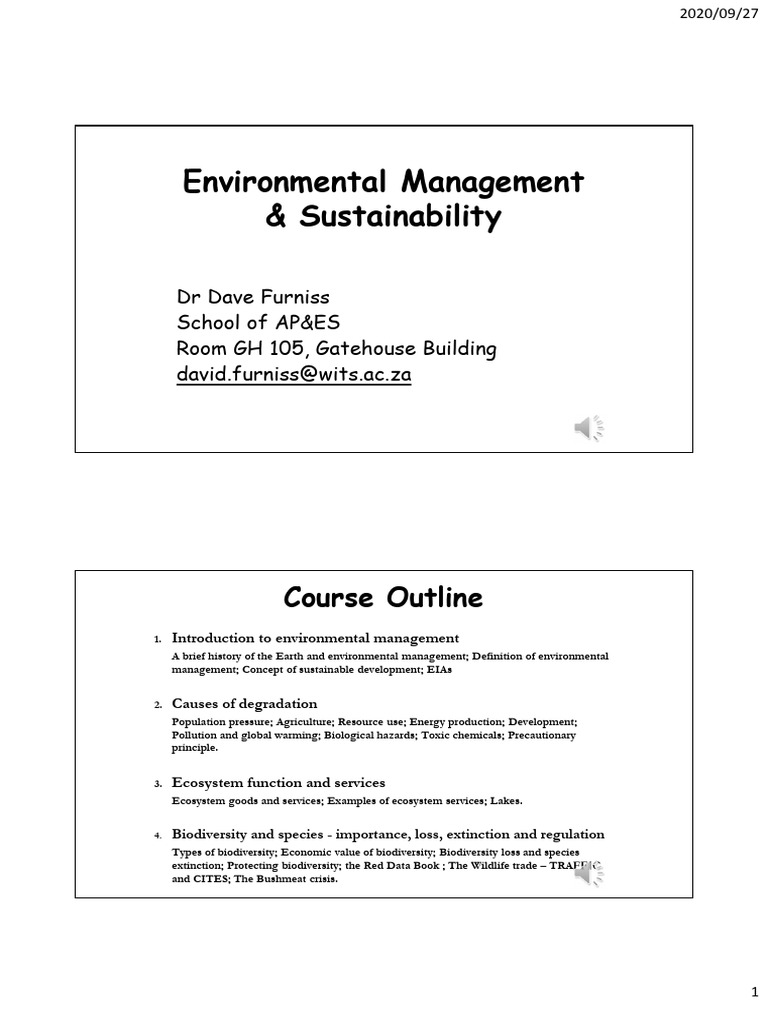 Environmental Management Overview | PDF | Biodiversity | Natural ...