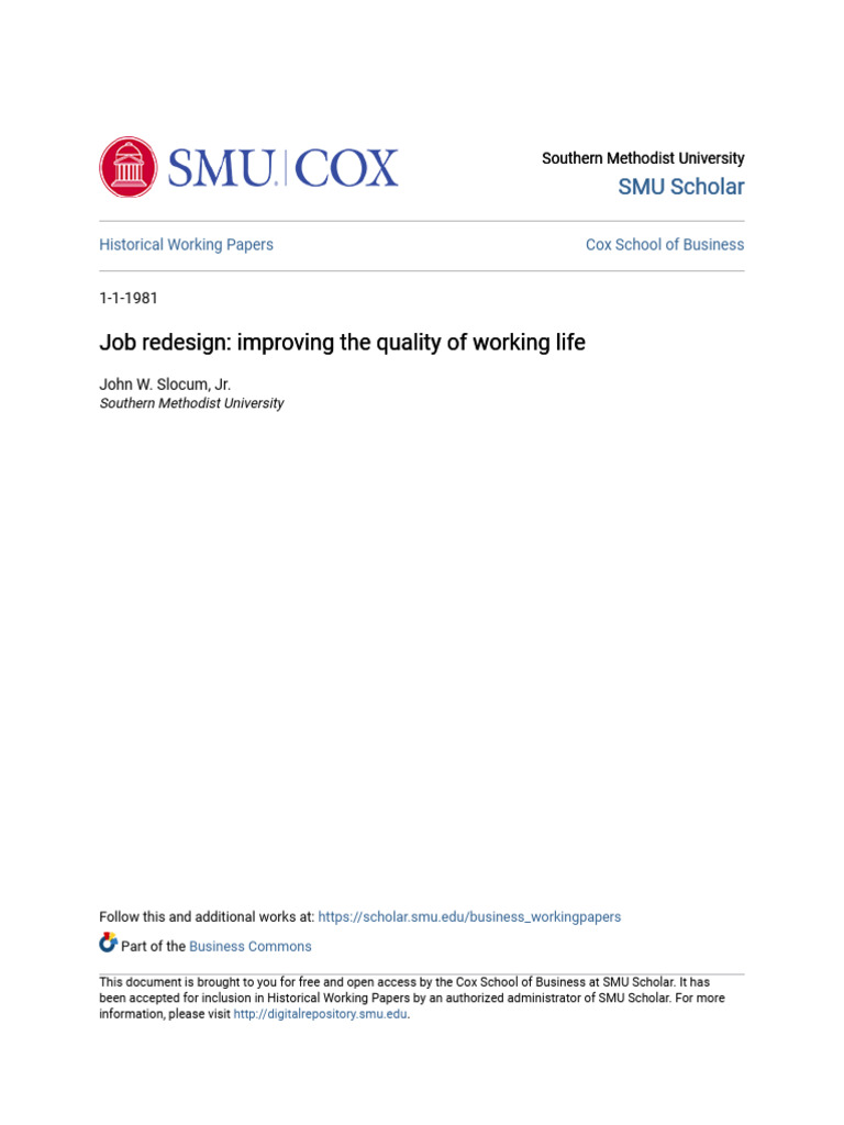 Job Redesign for Enhanced Work Life | PDF | Business