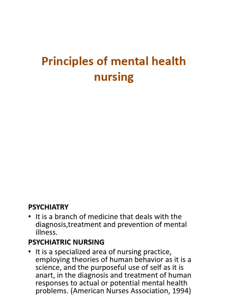 Principles of Psychiatric Nursing | PDF | Psychiatry | Mental Health