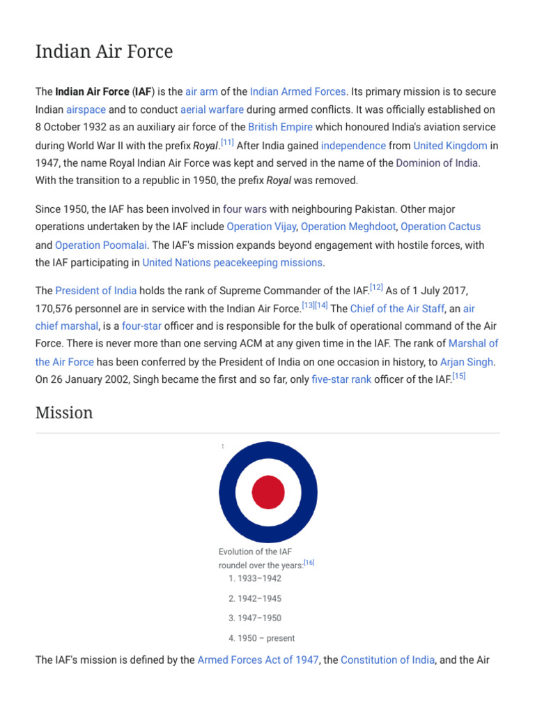 Indian Air Force - Wikipedia | PDF | Military | Air Forces