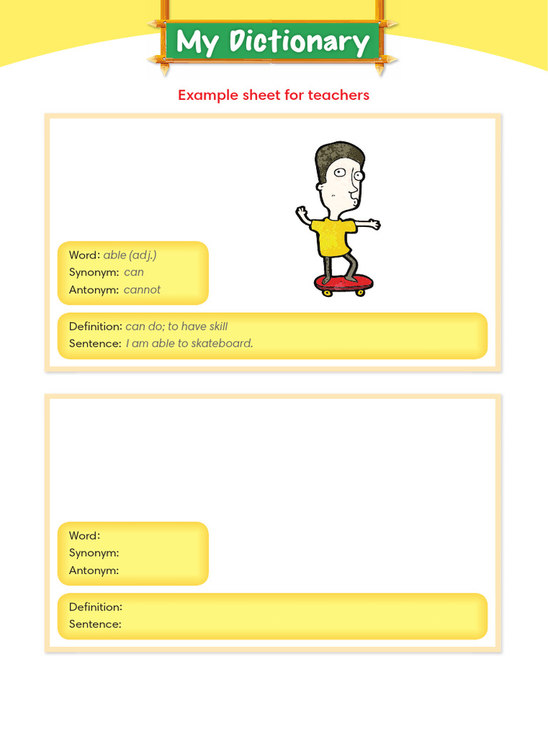 1000 Basic English Words 2 - Writing Worksheets - My Dictionary | PDF