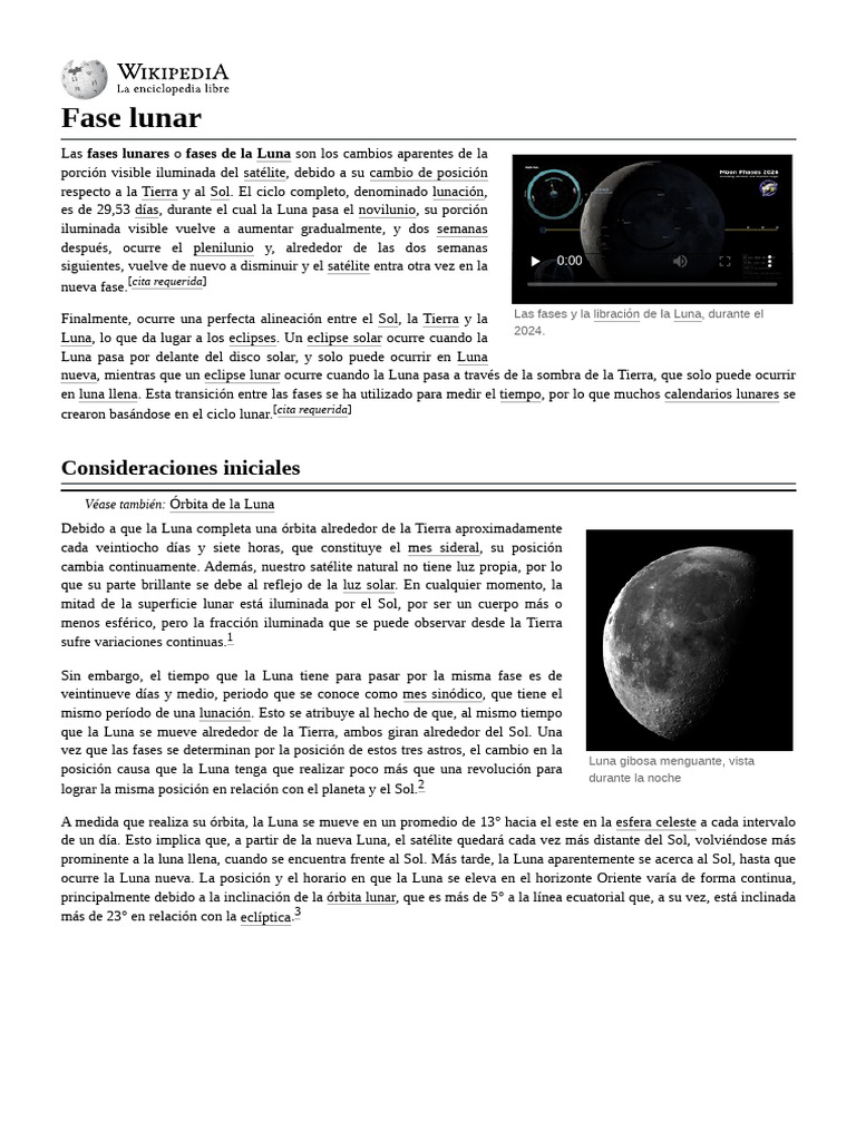 Fases Lunares y su Ciclo en 2024 | PDF | Luna | Astronomía