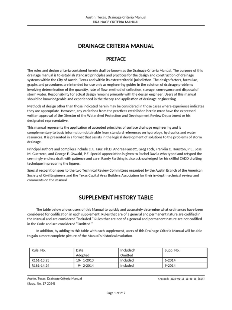 Austin Drainage Criteria Manual | PDF | Stormwater | Storm Drain
