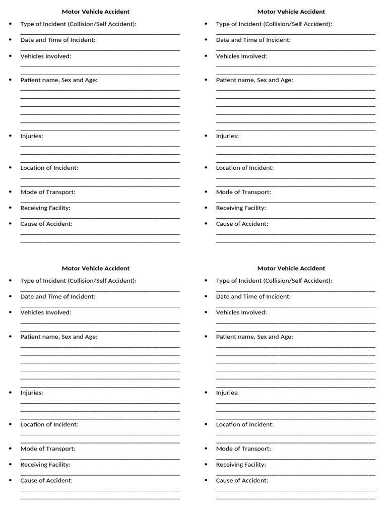 Motor Vehicle Accident Report Template | PDF | Traffic Collision ...